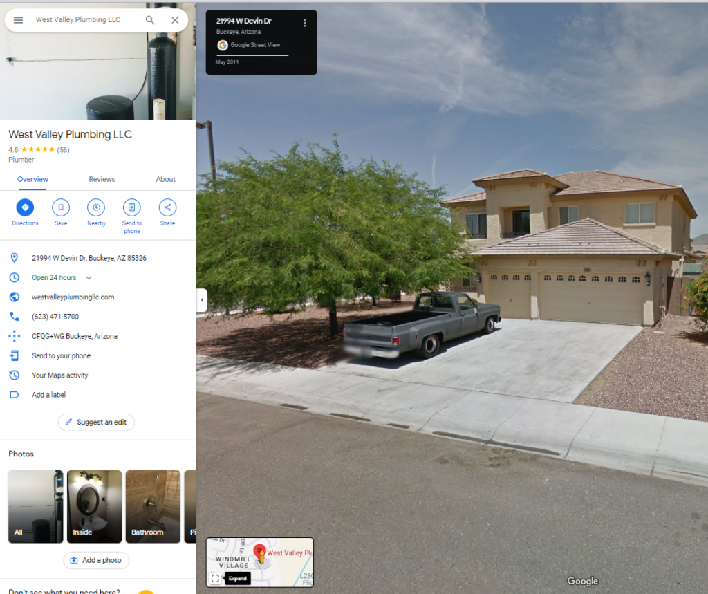 Example of someone listing home address within Google Business Profile. 