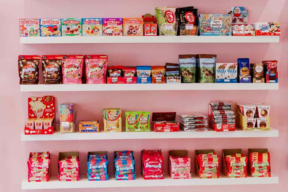 The Candy Spot An assortment of candy displayed neatly on store shelves
