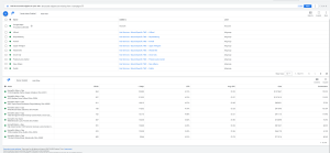 A Google Ads performance report table detailing clicks, impressions, click-through rates, and costs across multiple specific salon and spa business locations.