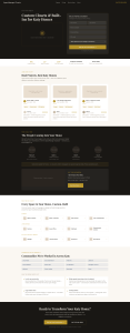 A comprehensive website mockup for a custom closet company in Katy, Texas, featuring a dark hero section with a lead form, real project case studies, profiles of local team members, and a grid of specific neighborhood communities served.
