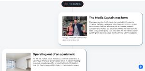 Company timeline graphic depicting the founding history of The Media Captain in 2010.