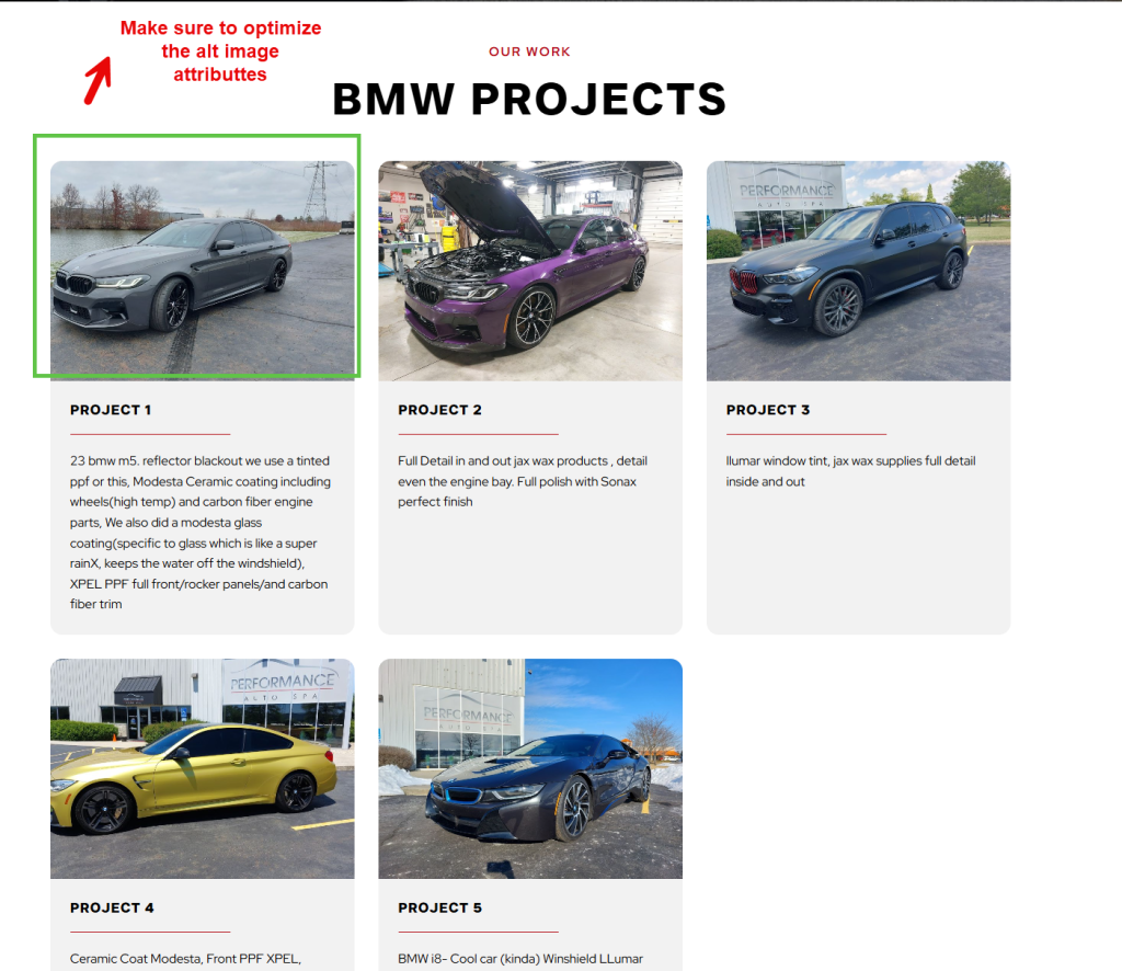 Optimizing images is important for auto detailing shops