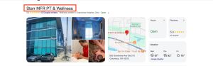 A Google Business Profile listing for Starr MFR PT & Wellness featuring photos, reviews, business details, and a map location in Columbus, Ohio.